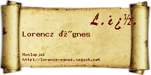 Lorencz Ágnes névjegykártya